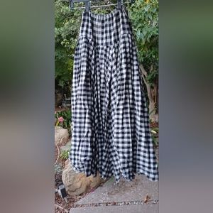 Norma Kamali vintage (70s) checkered cotton flannel full circle skirt, M,